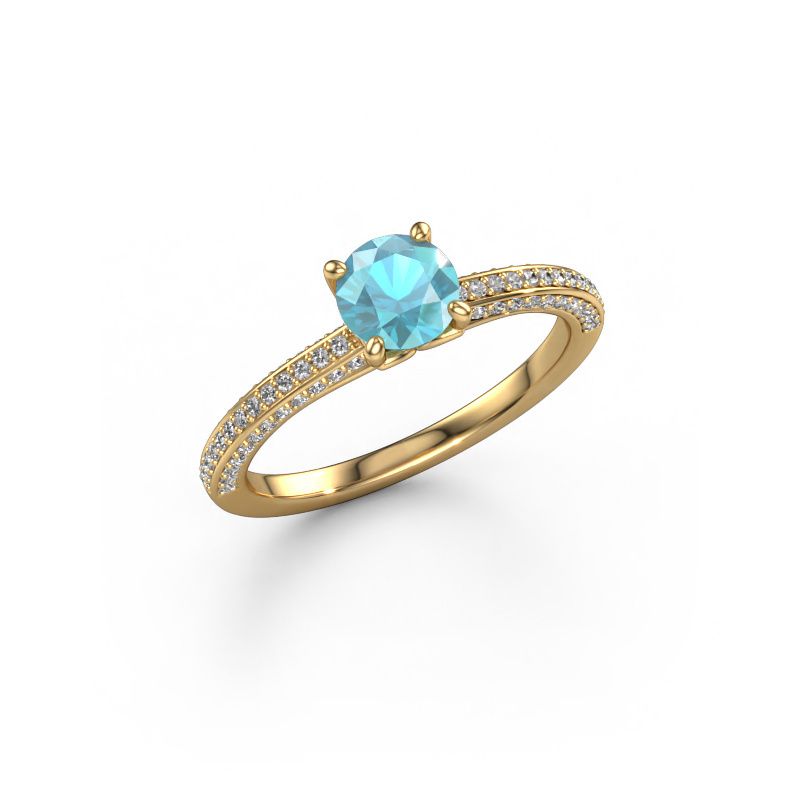 Engagement ring Elenore rnd 585 gold blue topaz 5.4 mm