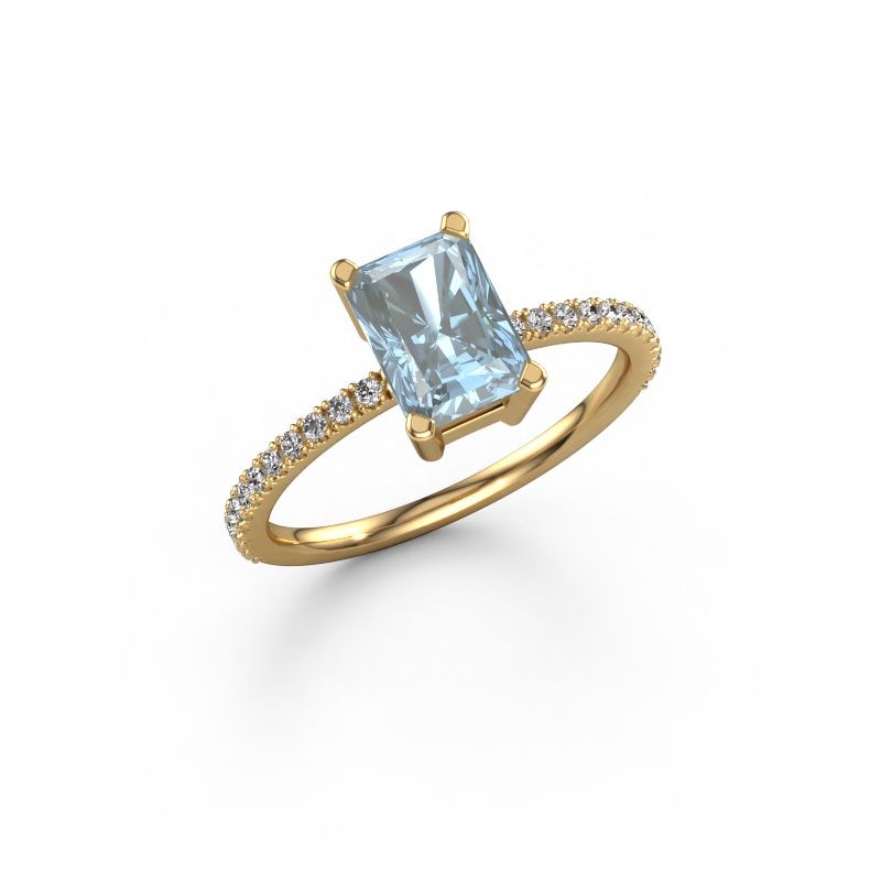 Engagement ring Denita 2 RAD 585 gold blue lab grown diamond 7.5x5.5 mm