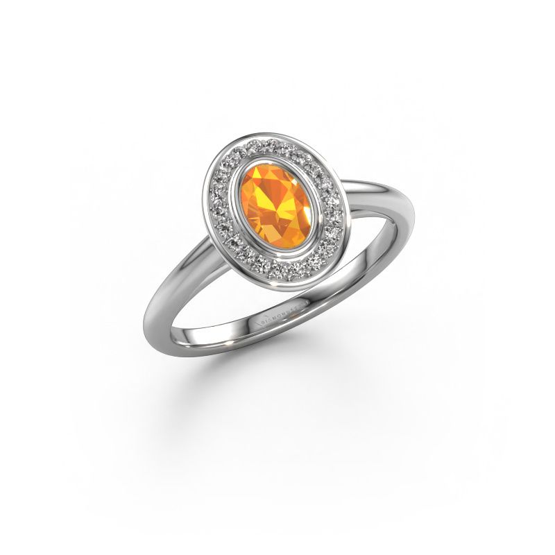 Verlovingsring Noud 1 OVL 585 witgoud citrien 6x4 mm
