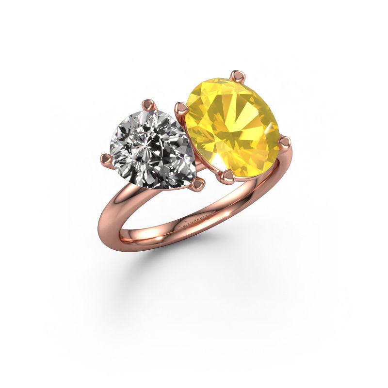 Verlobungsring Toi et Moi OVL-PER 585 Roségold Gelb Saphir 8x6 mm