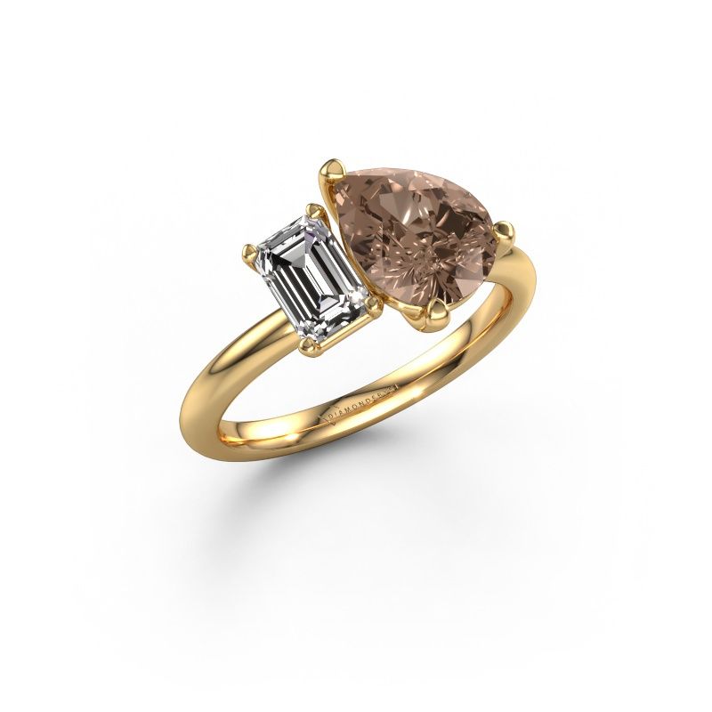 Engagement ring Toi et Moi PER-EME 585 gold brown diamond 2.20 crt