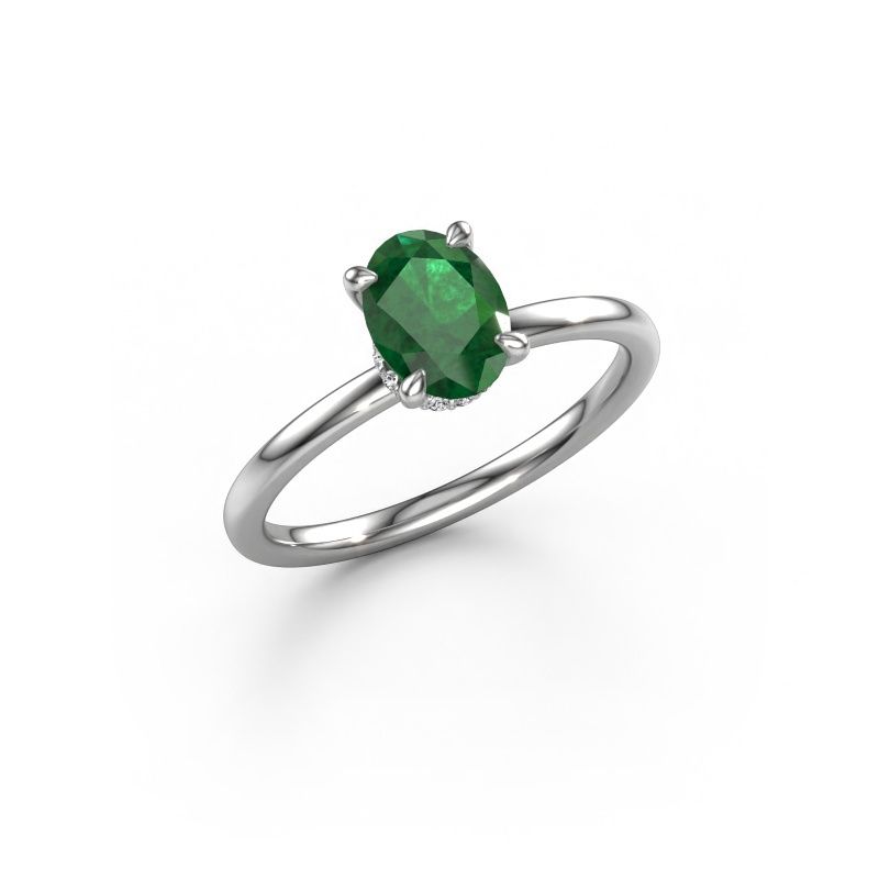 Engagement ring Crystal OVL 3 950 platinum emerald 7,5x5,5 mm