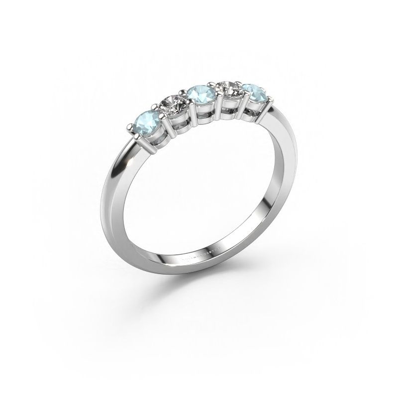 Ring Michelle 5 585 witgoud aquamarijn 3 mm