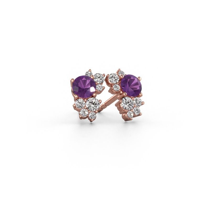 Stud earrings Veronica 585 rose gold amethyst 4.2 mm