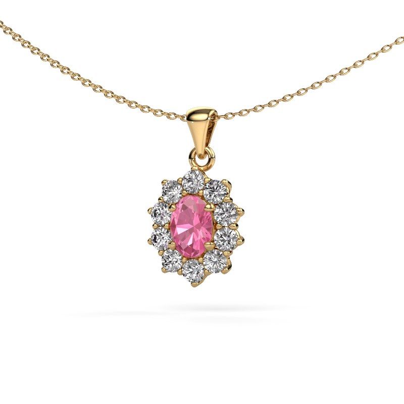 Anhänger Leesa 585 Gold Pink Saphir 7x5 mm