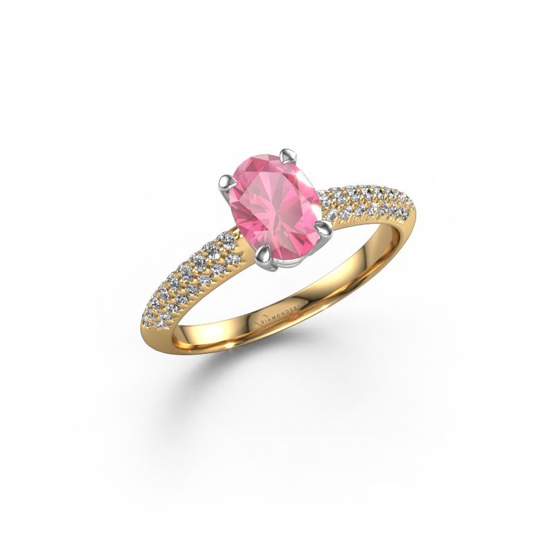 Engagement ring Morane OVL 585 gold pink sapphire 7,5x5,5 mm