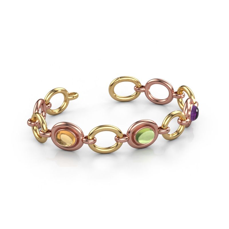 Link bracelet Maxima 3 585 rose gold citrin 9x7 mm