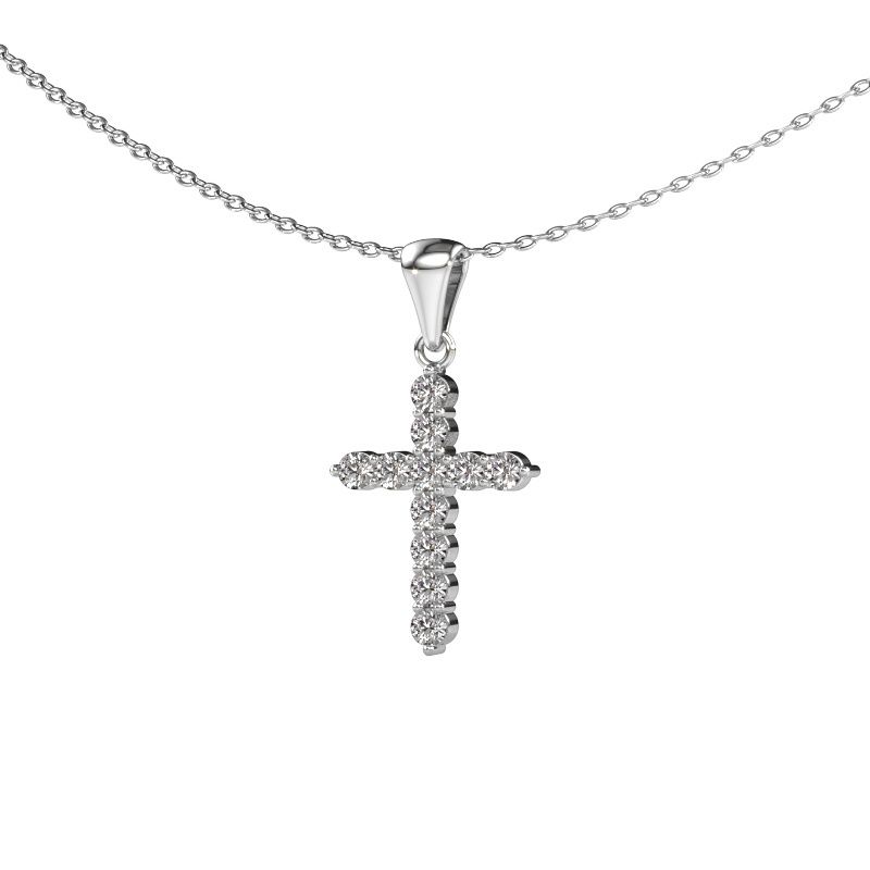 Anhänger Cross 585 Weissgold Diamant 0.330 crt