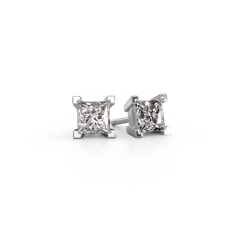 Clous d'oreilles Ariane 585 or blanc diamant synthétique 0.80 crt