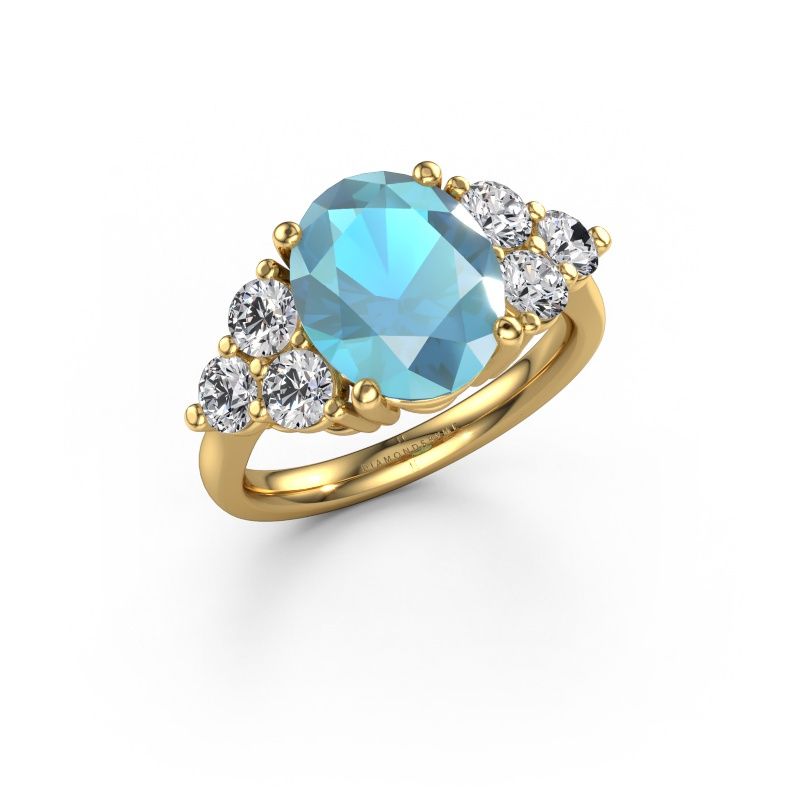 Engagement ring Serenity OVL 585 gold blue topaz 11x9 mm