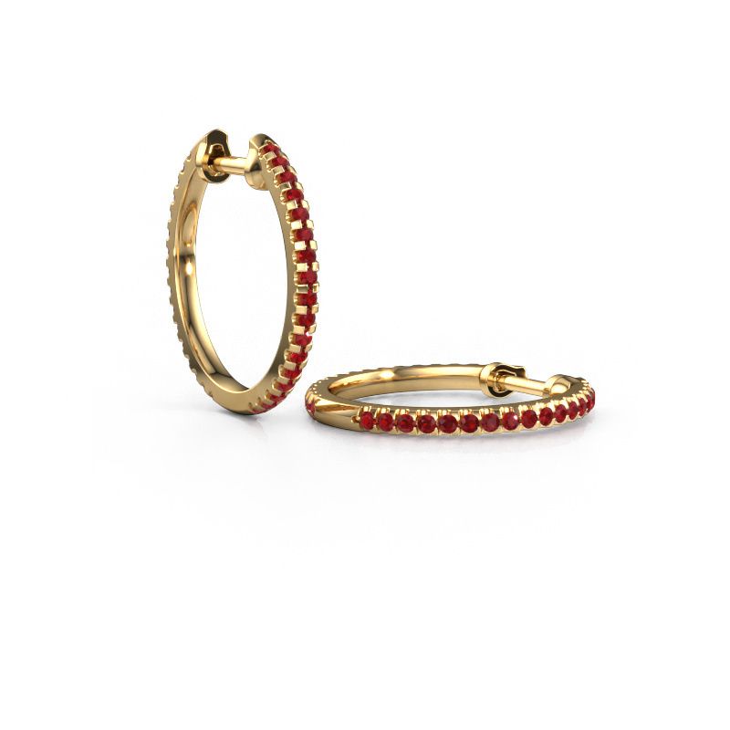 Hoop earrings Jackie 15 mm A 585 gold ruby 1.2 mm