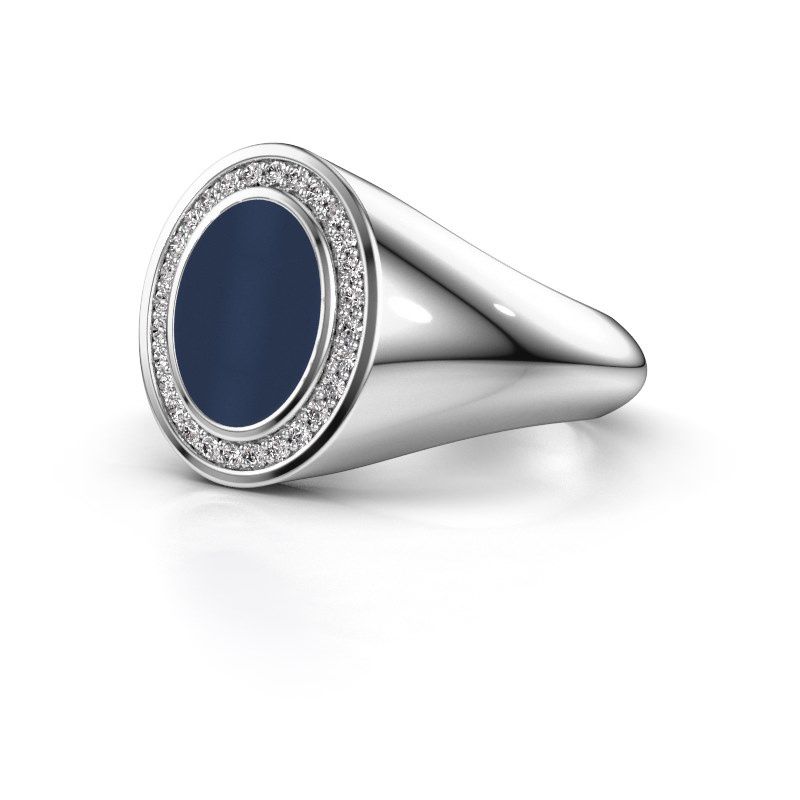 Image of Signet ring hilda 1<br/>950 platinum<br/>Dark blue sardonyx 10x8 mm