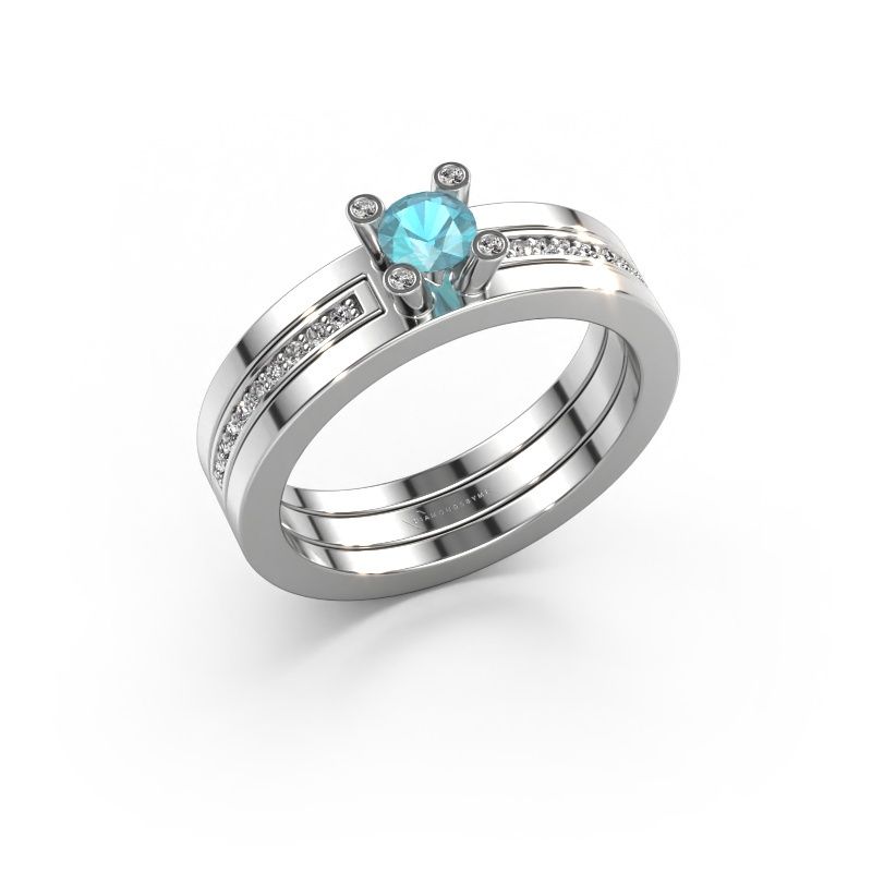 Bague de fiançailles Alisha 950 platine topaze bleue 4 mm