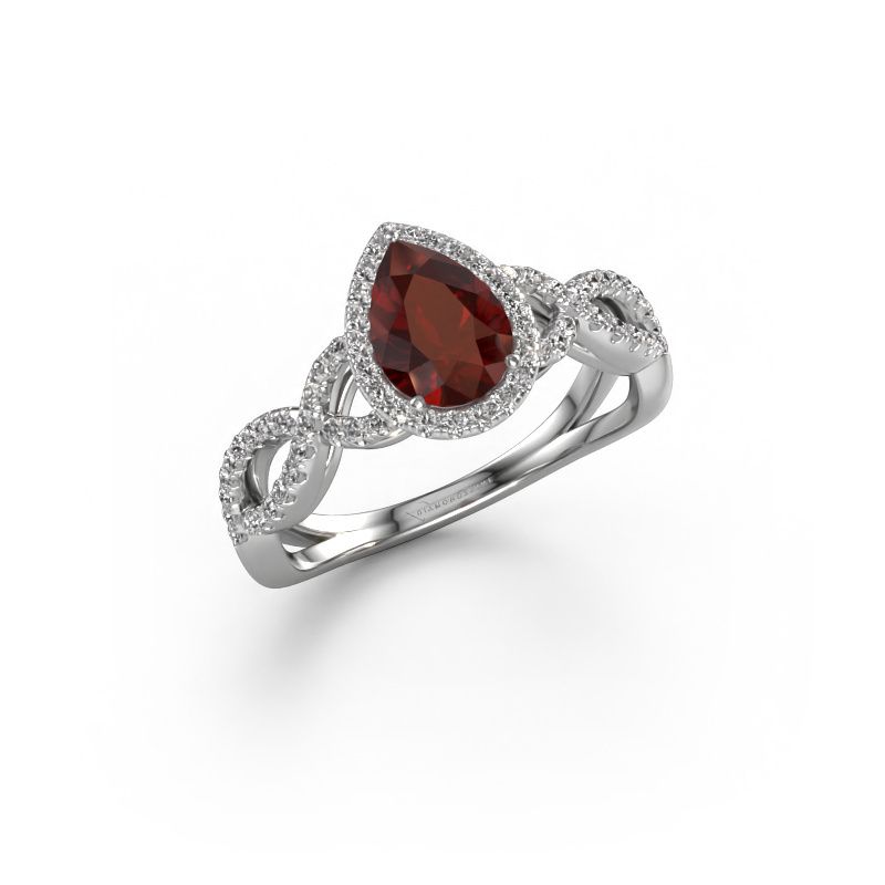 Engagement ring Dionne pear 585 white gold garnet 7x5 mm