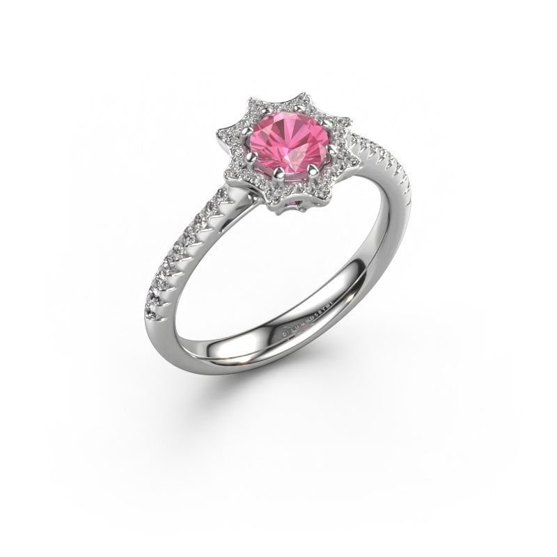 Engagement ring Zena 950 platinum pink sapphire 5 mm