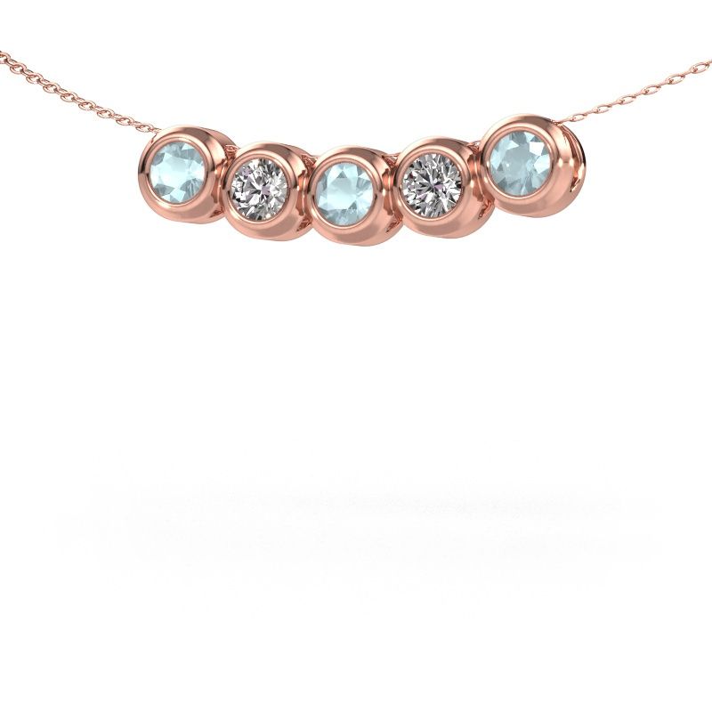 Kette Kim 5 585 Roségold Aquamarin 4 mm