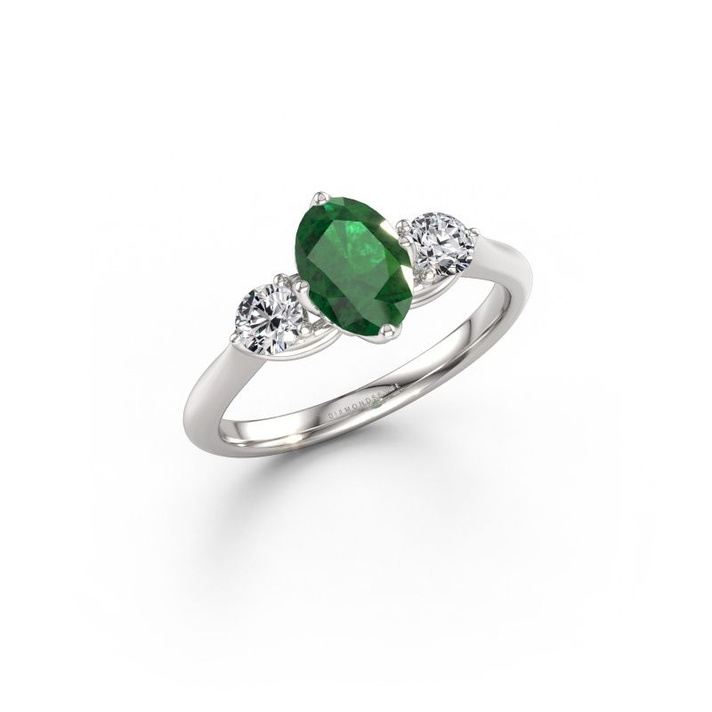 Engagement ring Vosje OVL 585 white gold emerald 7,5x5,5 mm
