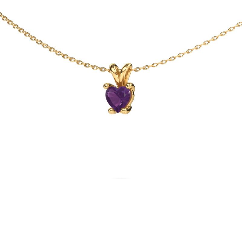Pendentif Sam Heart 585 or jaune améthyste 5 mm