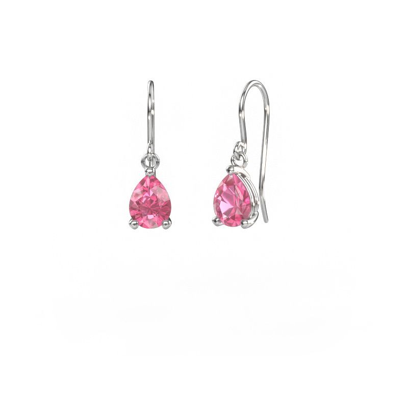 Pendants d'oreilles Laurie PER 1 950 platine saphir rose 8x6 mm