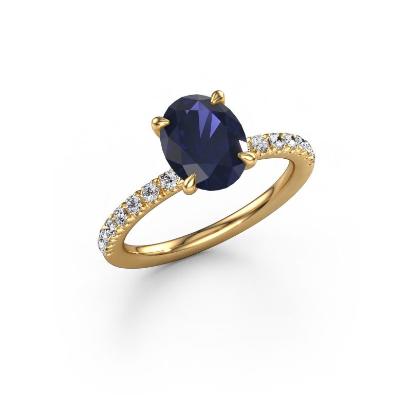Engagement ring Crystal OVL 2 585 gold sapphire 9x7 mm