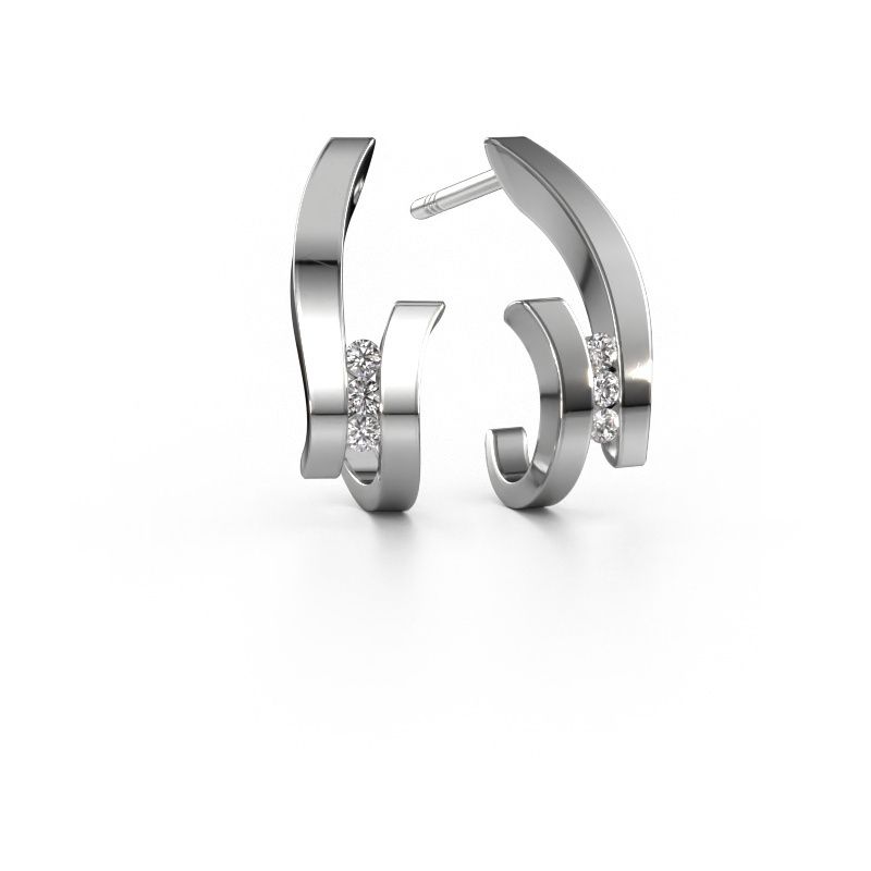 Boucles d'oreilles Juliette 585 or blanc zircone 1.5 mm