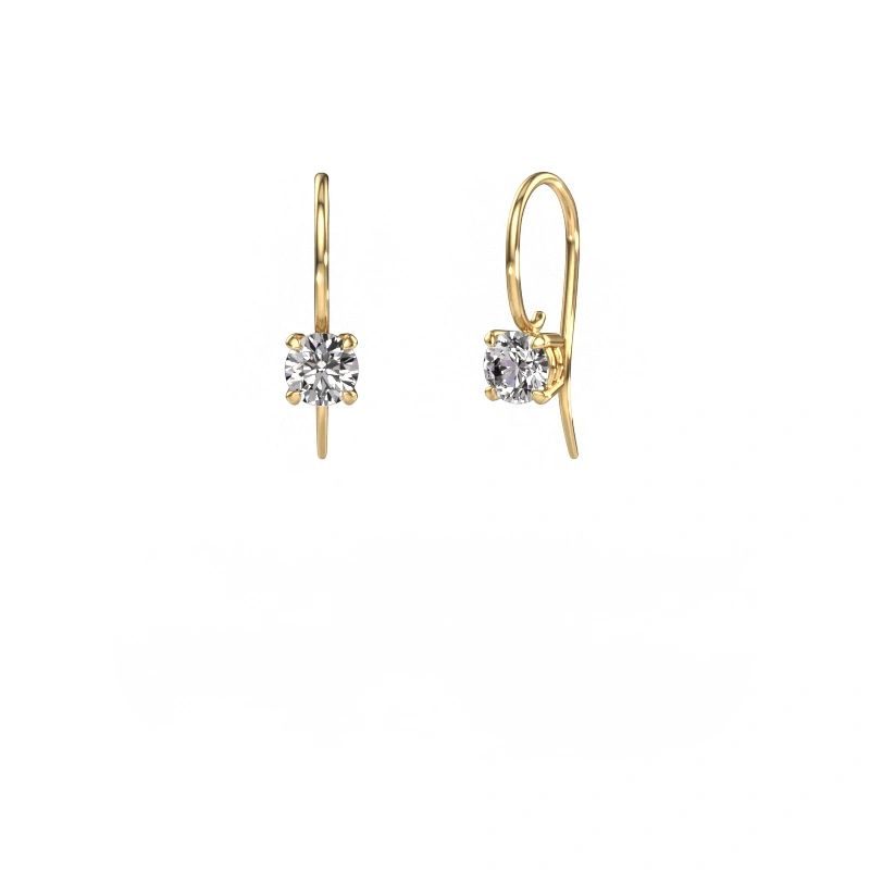 Pendants d'oreilles Cleo RND 585 or jaune diamant synthétique 0.50 crt