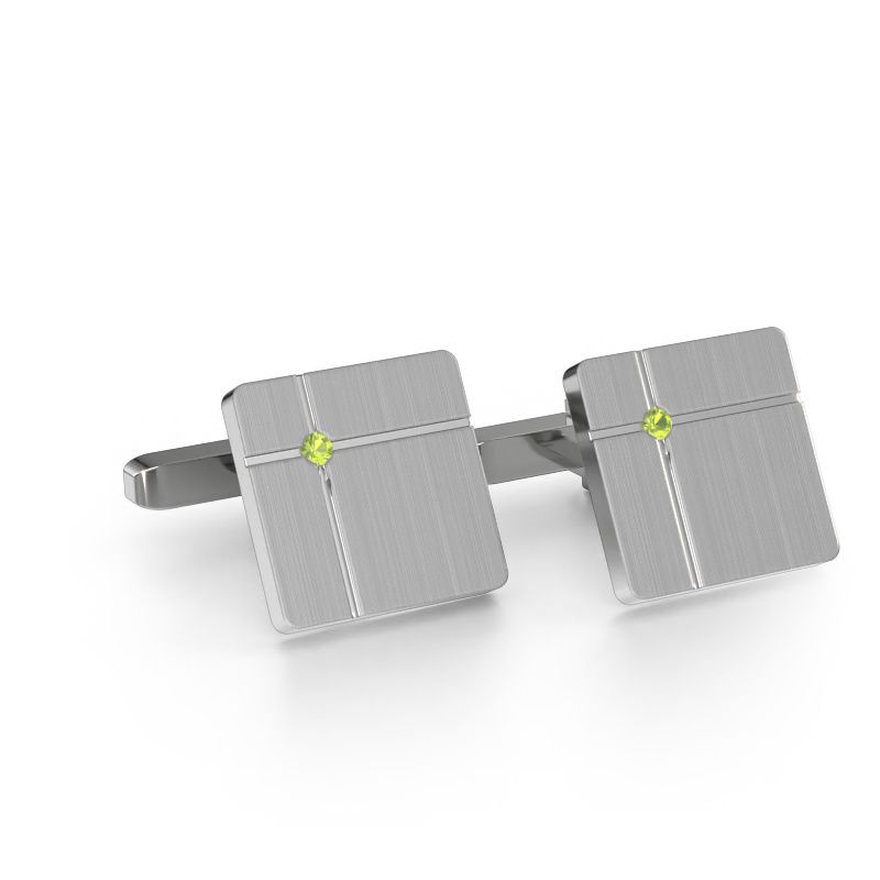 Manschettenknöpfe Hilco 585 Weißgold Peridot 2 mm