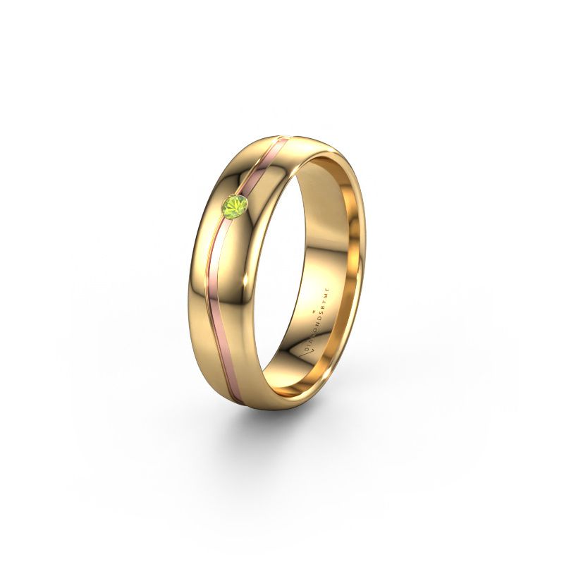 Wedding ring WH0905L35X 585 gold peridot ±5x1.7 mm