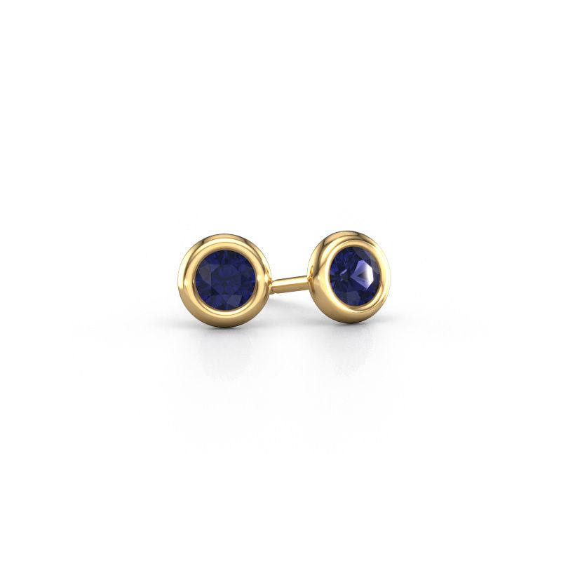 Stud earrings Lieke RND 585 gold sapphire 4 mm