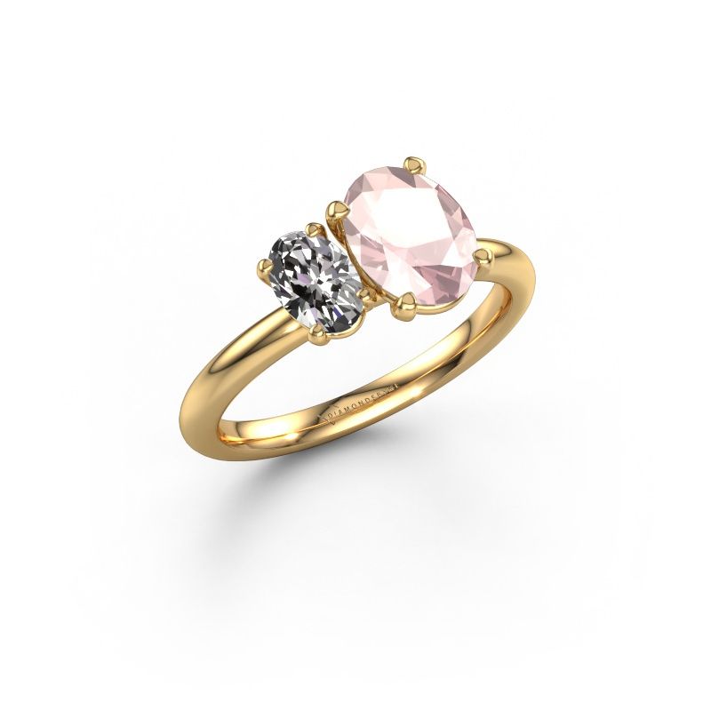 Engagement ring Toi et Moi OVL-OVL 585 gold morganite champagne 8x6 mm