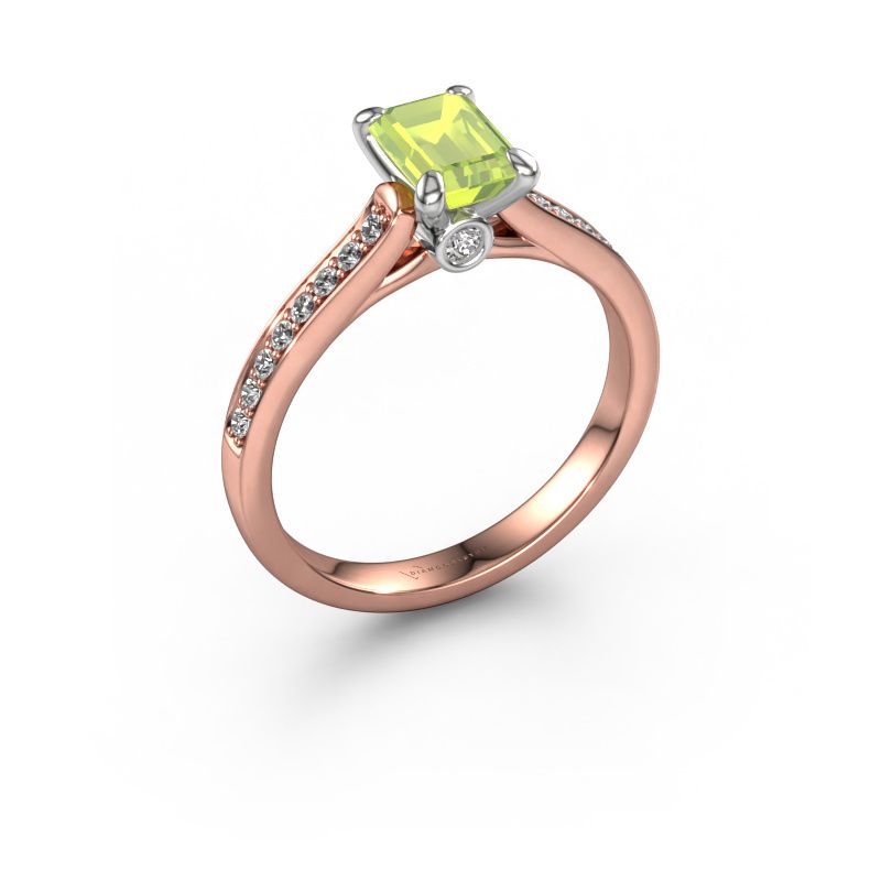 Engagement ring Valorie eme 2 585 rose gold peridot 6.5x4.5 mm
