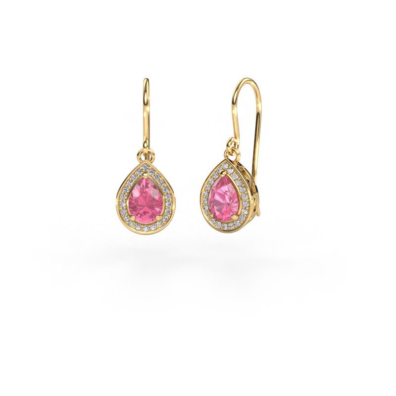 Oorhangers Beverlee 1 585 goud roze saffier 7x5 mm