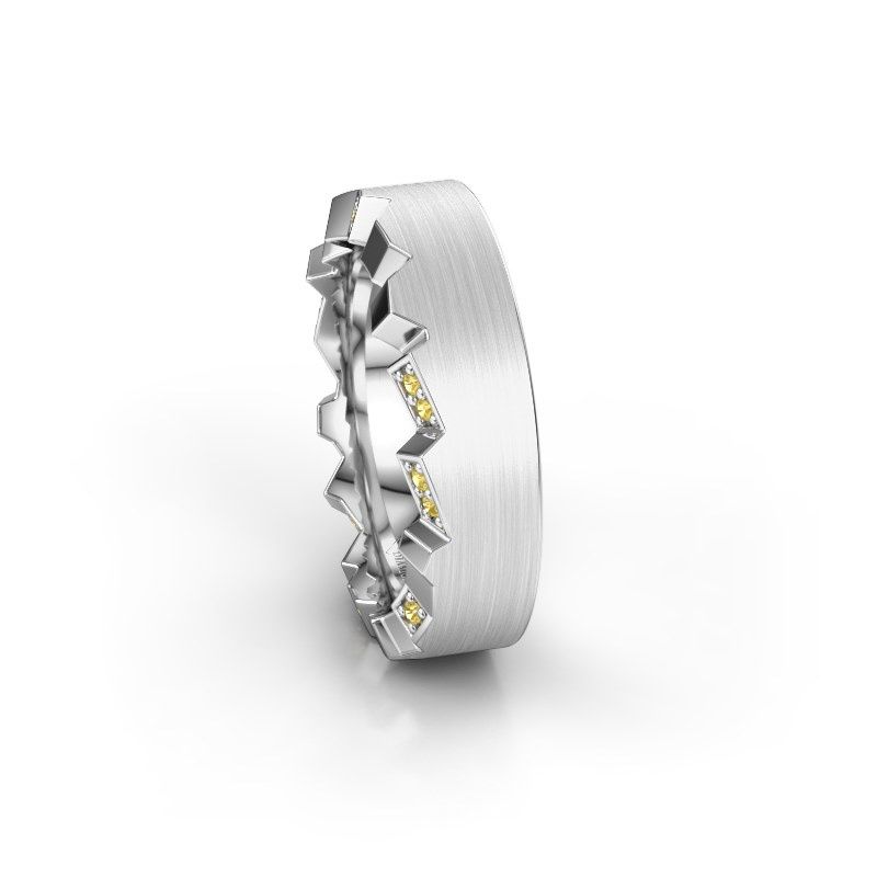 Image of Wedding ring WH2058L17EM<br/>585 white gold ±7x2.6 mm<br/>Yellow sapphire