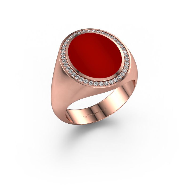Chevalière Adam 4 585 or rose cornaline 15x12 mm
