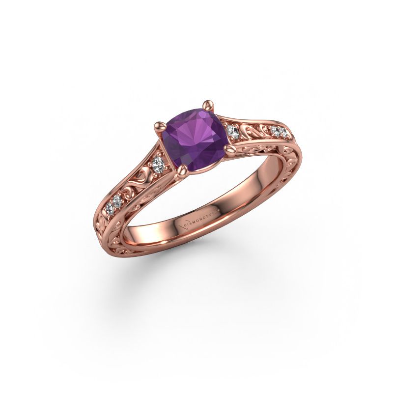 Verlovingsring Mallory CUS 585 rosé goud amethist 5.5 mm