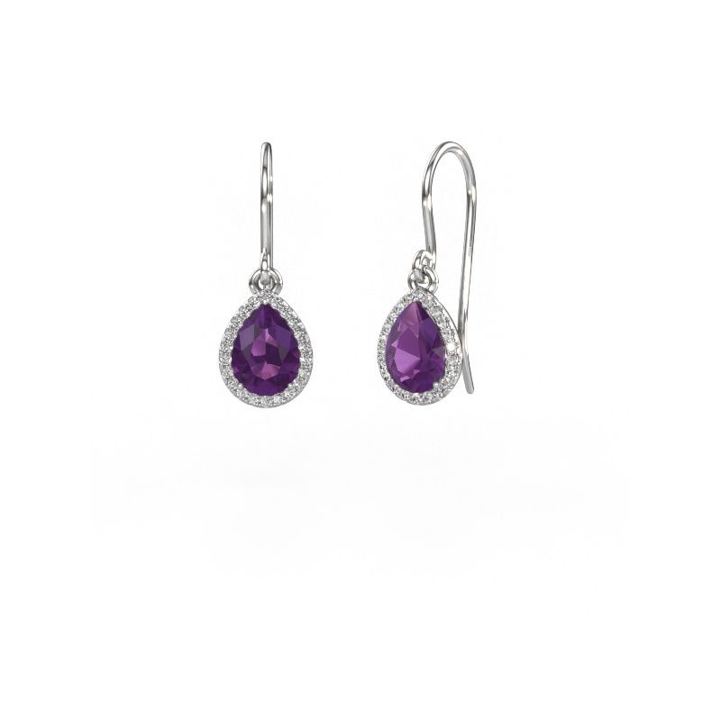 Pendants d'oreilles Seline per 950 platine améthyste 7x5 mm