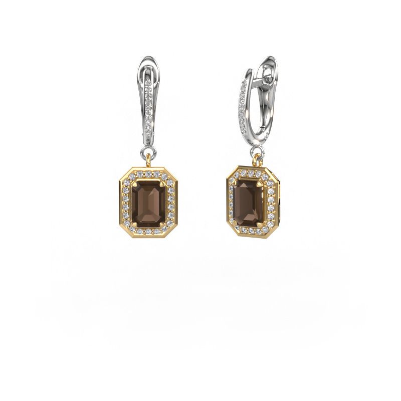 Pendientes colgantes Dodie 2 585 oro cuarzo ahumado 6.5x4.5 mm