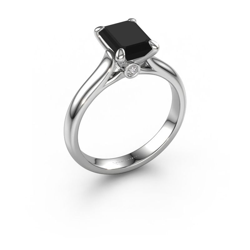Verlovingsring Valorie eme 1 585 witgoud zwarte diamant 3.04 crt