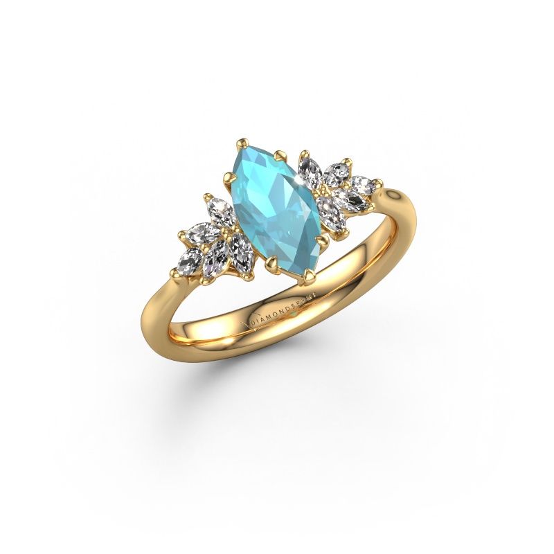 Engagement ring Fiona MRQ 585 gold blue topaz 10x5 mm