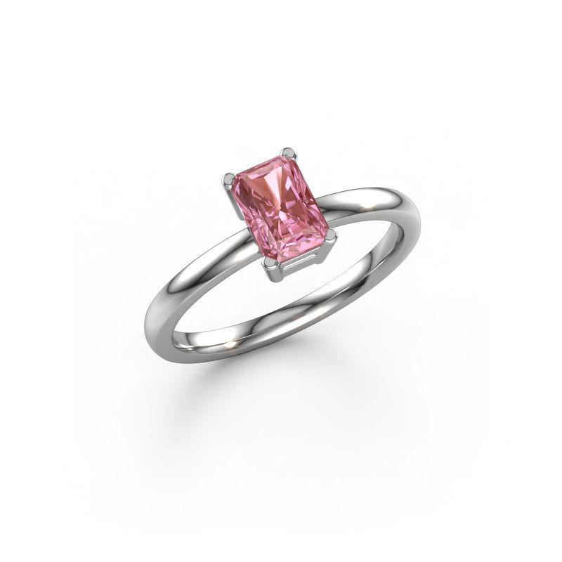 Engagement ring Denita 1 RAD 585 white gold pink lab grown diamond 6.5x4.5 mm