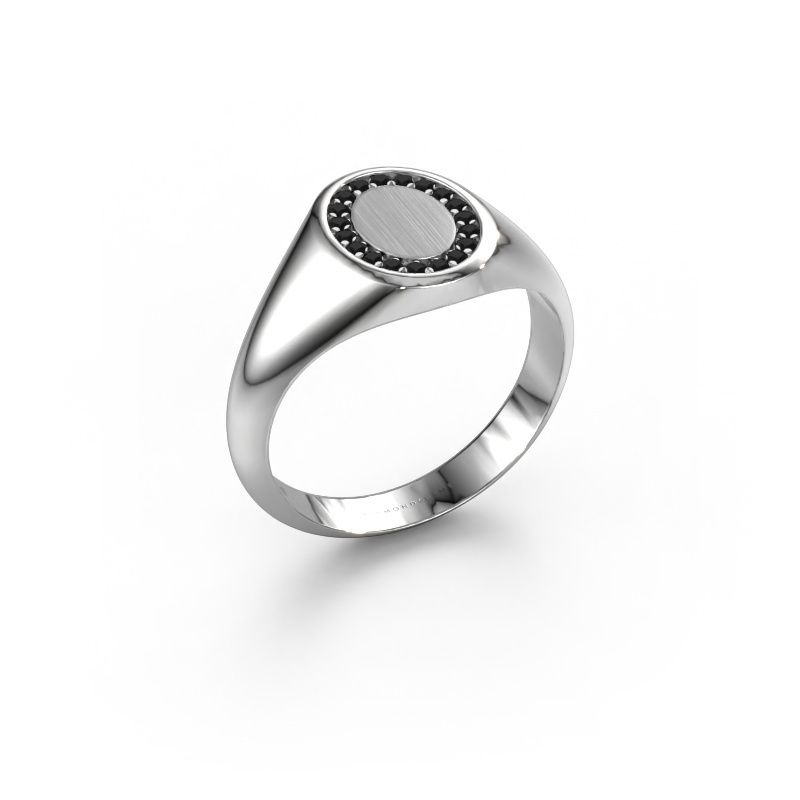 Pinky ring Floris Oval 1 950 platinum black diamond 0.17 crt