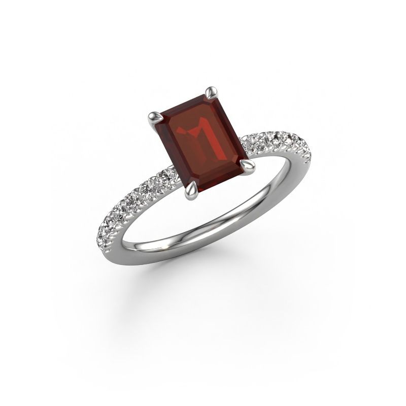 Engagement ring Crystal EME 2 950 platinum garnet 8x6 mm
