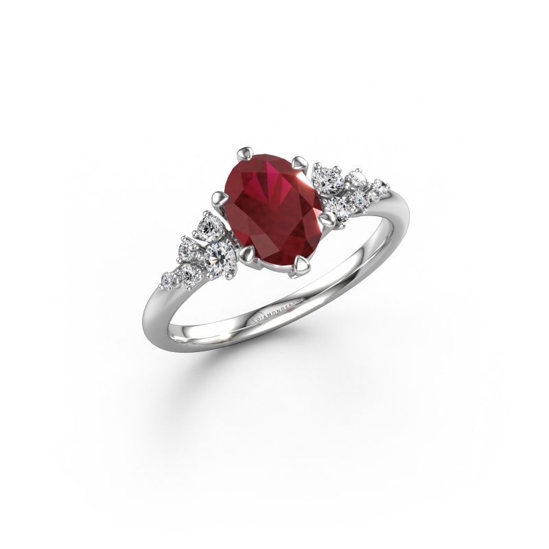 Engagement ring Royce OVL 950 platinum ruby 8x6 mm