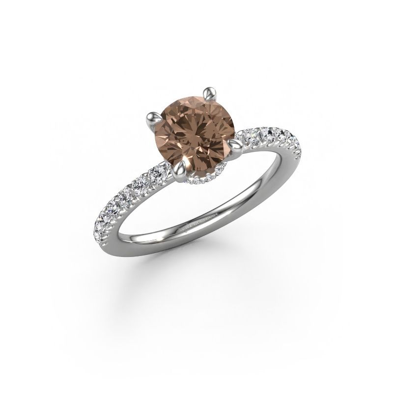 Verlovingsring Crystal rnd 4 EXPRESS 950 platina bruine diamant 1.66 crt