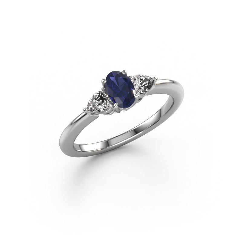 Engagement ring Chanou OVL 585 white gold sapphire 7x5 mm
