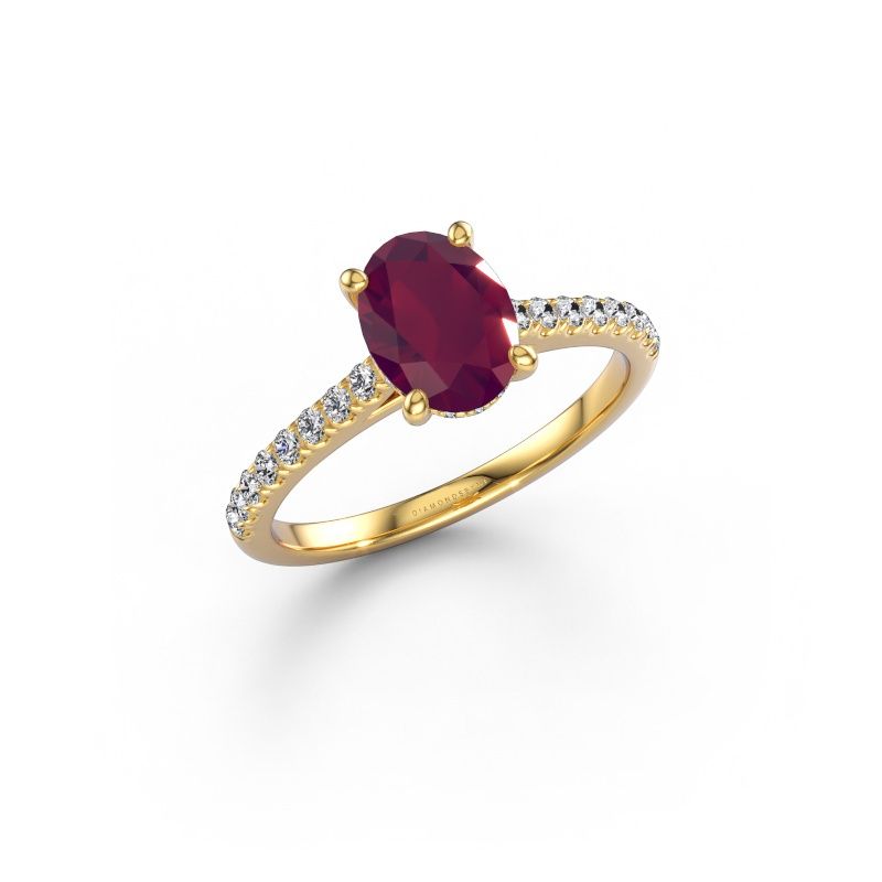 Engagement ring Sophie OVL 585 gold rhodolite 8x6 mm