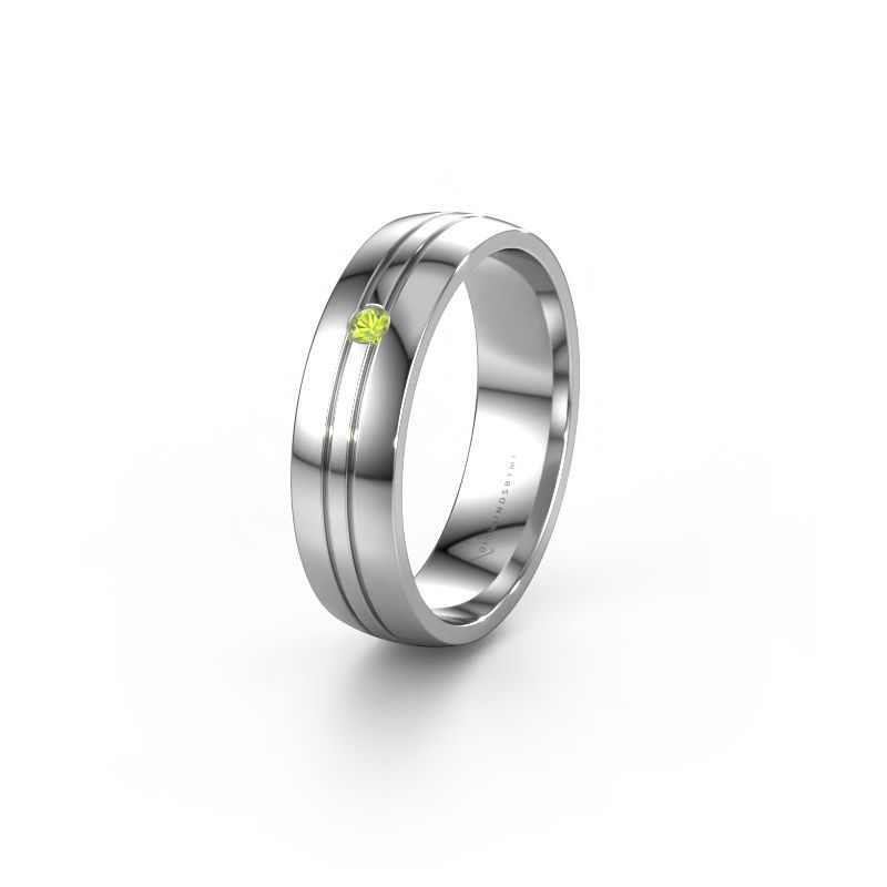 Wedding ring WH0420L25X 950 platinum peridot ±5x1.5 mm