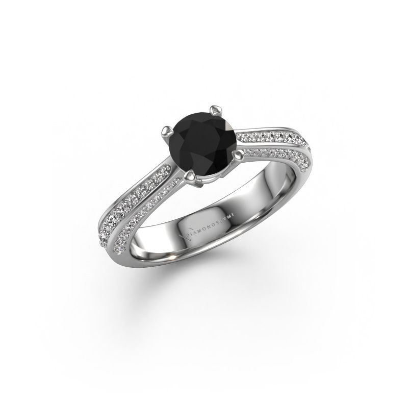 Verlobungsring Ruby rnd 585 Weißgold Schwarz Diamant 0.84 crt