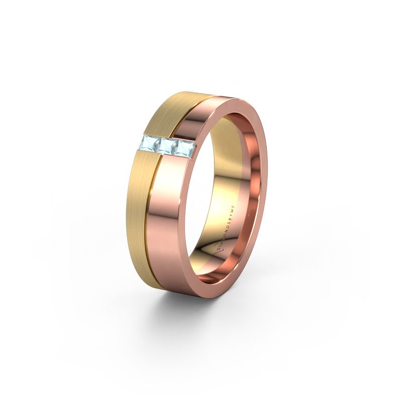 Trouwring WH0906L16A 585 rosé goud aquamarijn ±6x1.7 mm