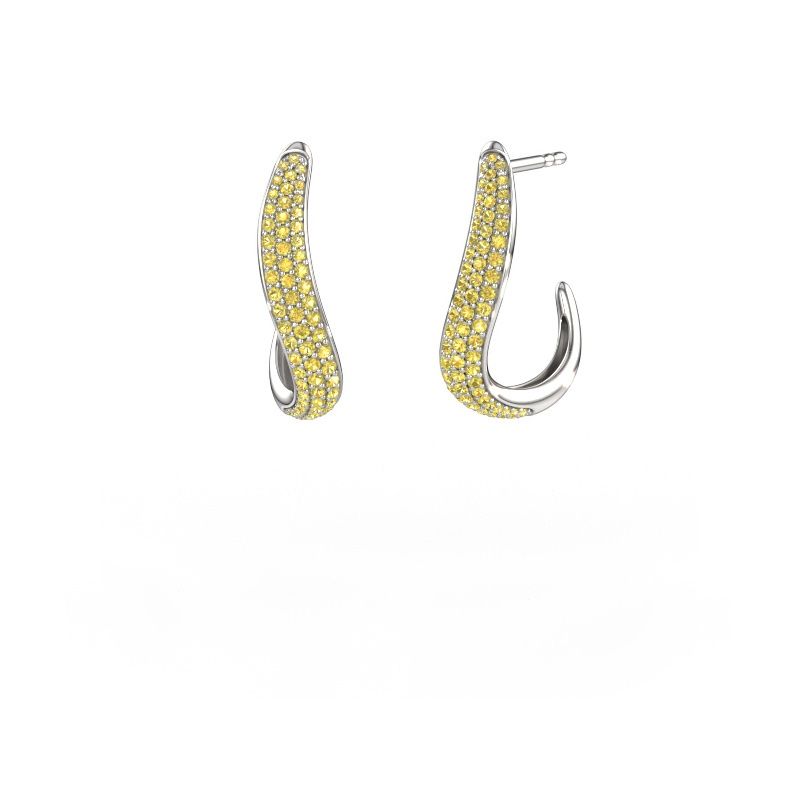 Earrings Dina 2 585 white gold yellow sapphire 0.8 mm